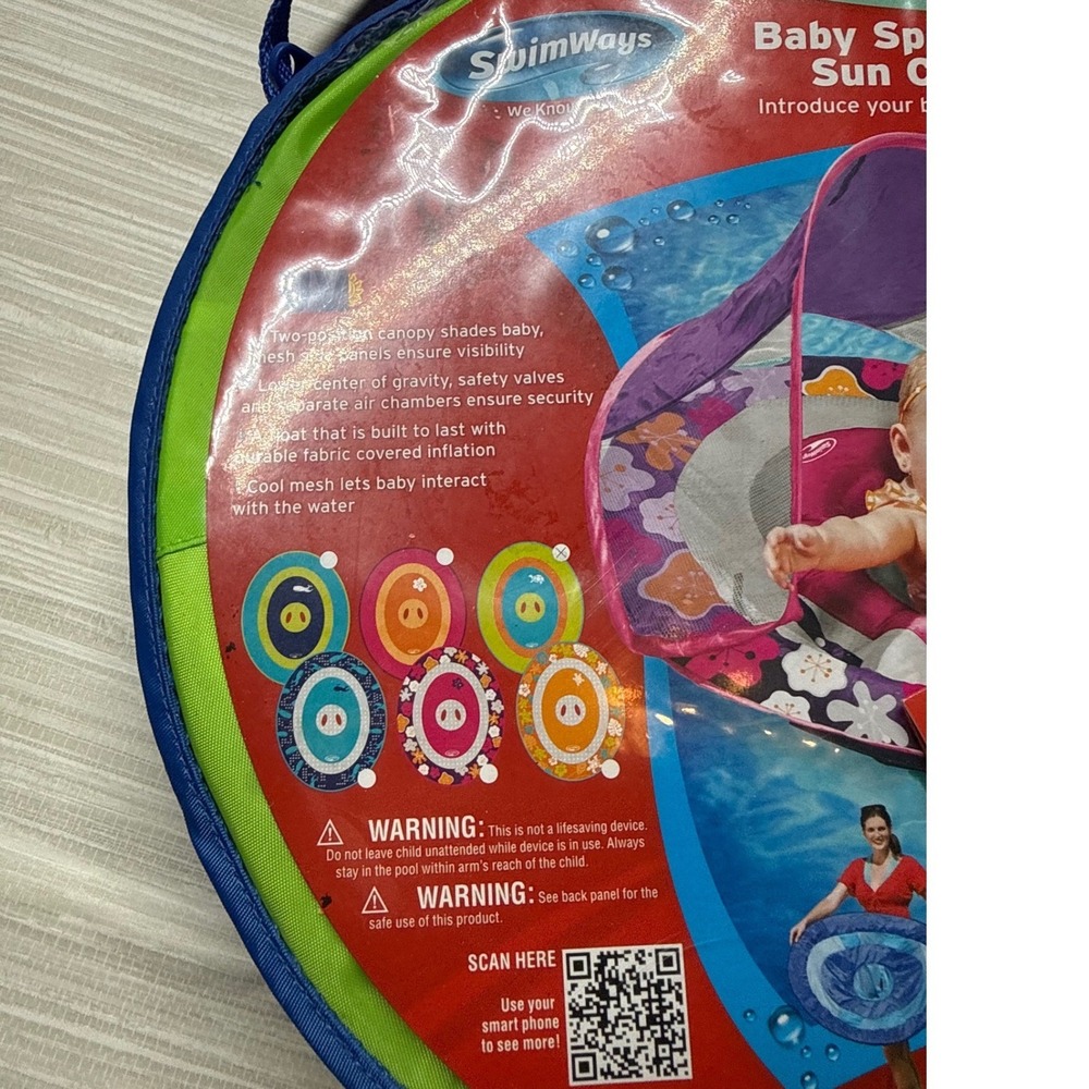SwimWays Baby Spring Float Sun Canopy Swim Step 1 Blue 9-24 Months New - Picture 3 of 4